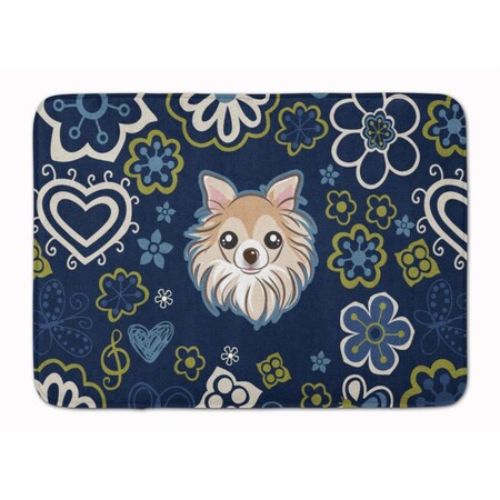 Carolines Treasures Blue Flowers Chihuahua Machine Washable Memory Foam Mat BB5102RUG